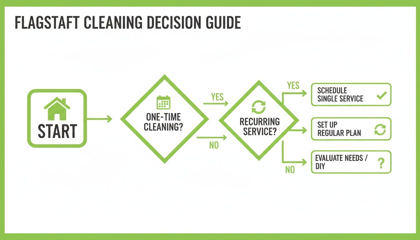 Flagstaff Cleaning Decision Guide flowchart outlining options for one-time, recurring, or DIY services.