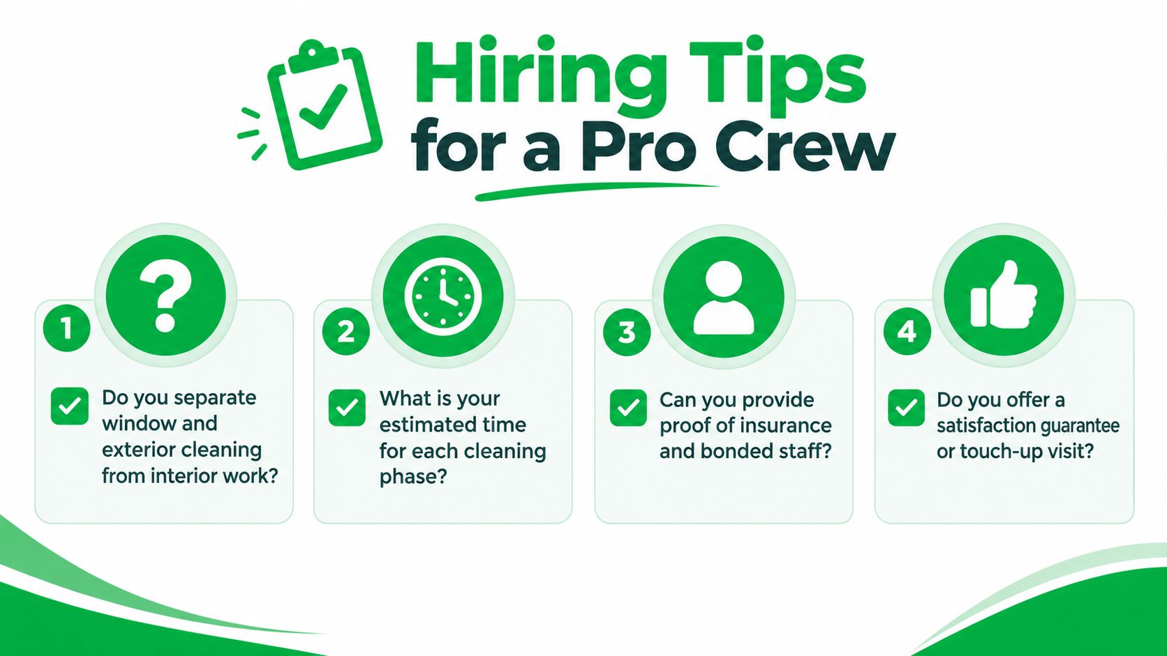 A list of four essential questions to ask when hiring professional cleaning service providers for your home.